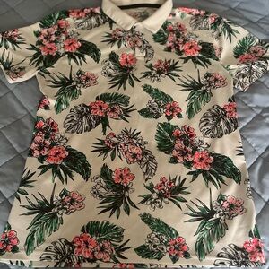 Under Armour White Polo with Floral Accents Boys Youth X-Large